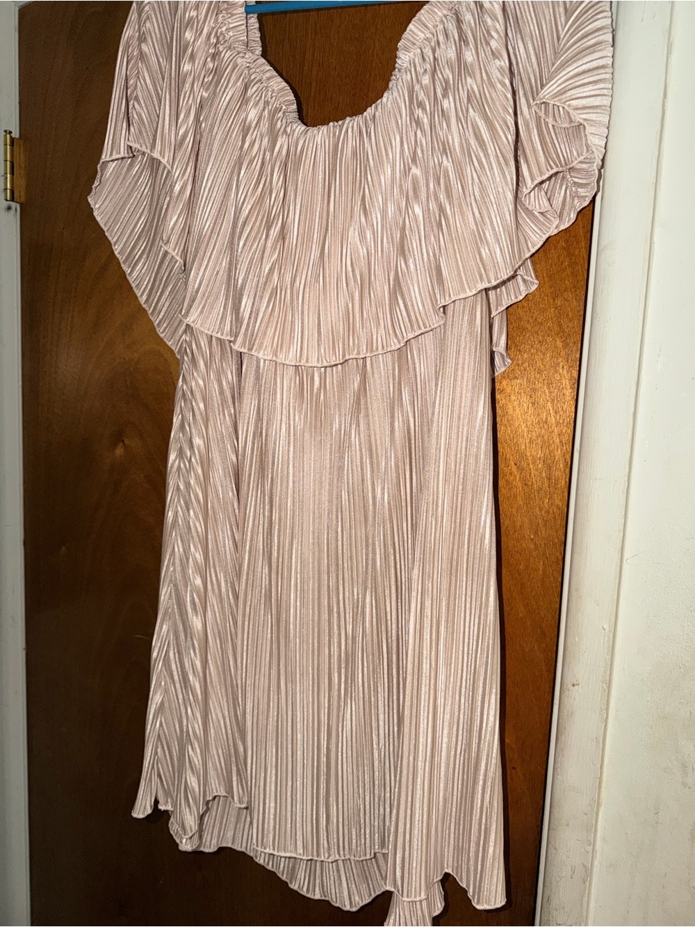 SHEIN Pleated Off-Shoulder Mini Dress in Blush Pink